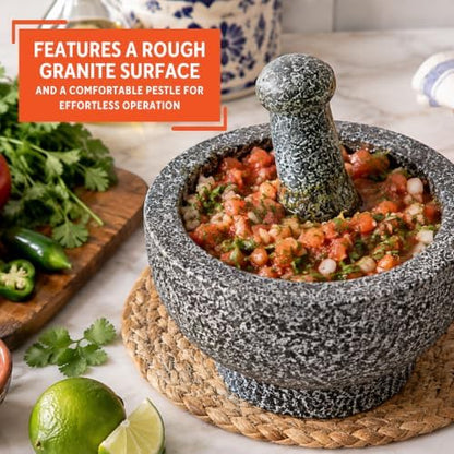 IMUSA 8.5" Traditional Heavy Duty Polished Granite Molcajete for Fresh