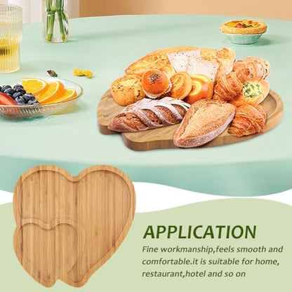 Wooden Serving Tray, Double Heart Shape Cheese Board Platter
