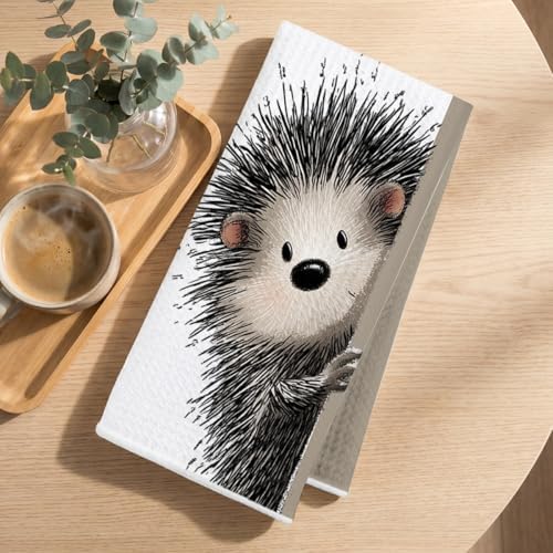 2 Pcs Funny Hedgehog Kitchen Towels, Hedgehog Gifts Reusable Dish