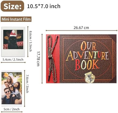 Scrapbook Photo Album,Our Adventure Book, Embossed Words Hard Cover