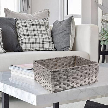 Cabilock Imitation Rattan Storage Basket End Table Decor Tabletop