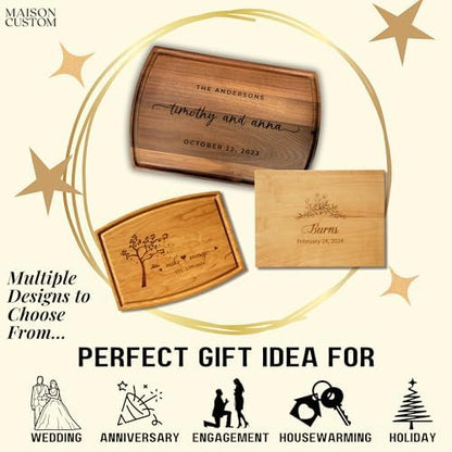 Handmade in USA - Wood Personalized Cutting Board - Unique Wedding