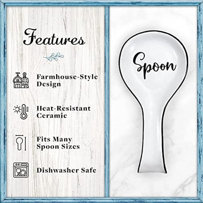 Home Acre Designs Spoon Rest For Kitchen Counter & Stove Top - White