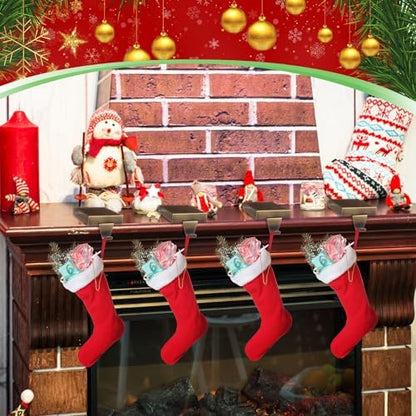Zonon 4 Pcs Christmas Stocking Holders for Mantle, Bronze