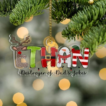 Personalized Family Christmas Name Ornament – Custom Wooden or Acrylic