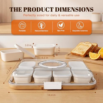 Renmxj Charcuterie Boards with Lid, 8 Individual Ceramic Bowls with