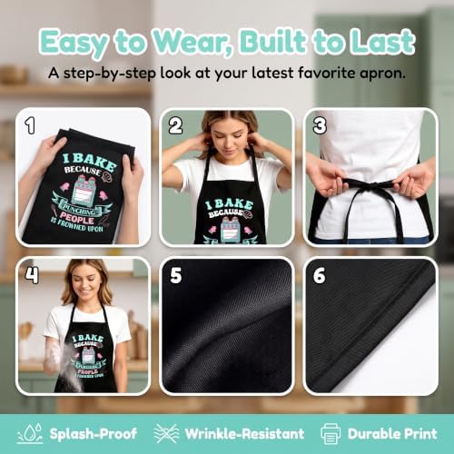 Funny Baking Apron for Women Men - Cute Cooking Aprons for Adults with