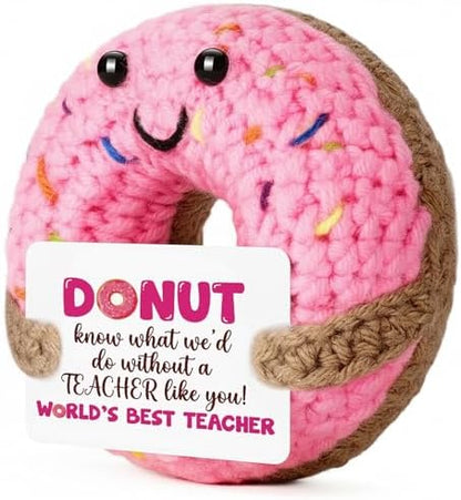 Crochet Donut Gift for Teacher, Inspirational Thank You Present with