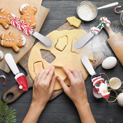 Lasnten 8 Pcs Christmas Themed Cheese Butter Spreaders Knives Holiday