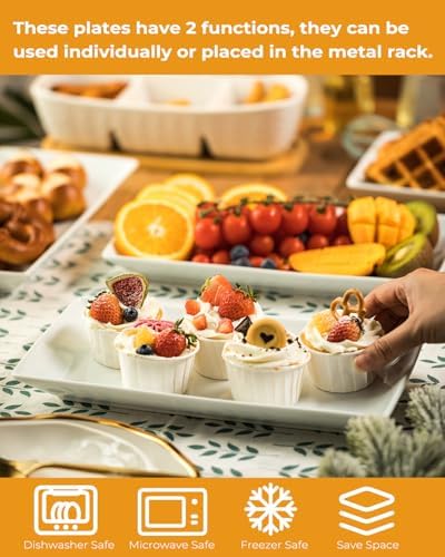 LAUCHUH 3 Tier Serving Tray, Porcelain Serving Platter Tier Serving