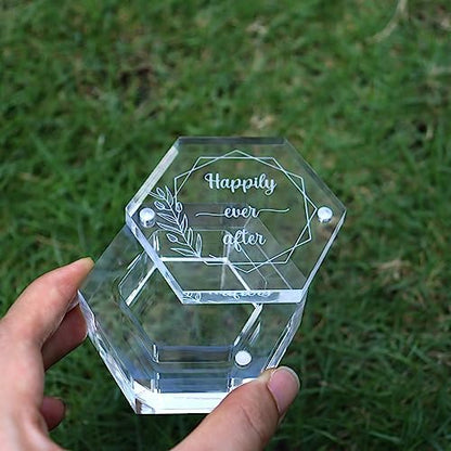 Engraved Wedding Ring Boxes for Ceremony Acrylic Ring Bearer Box for