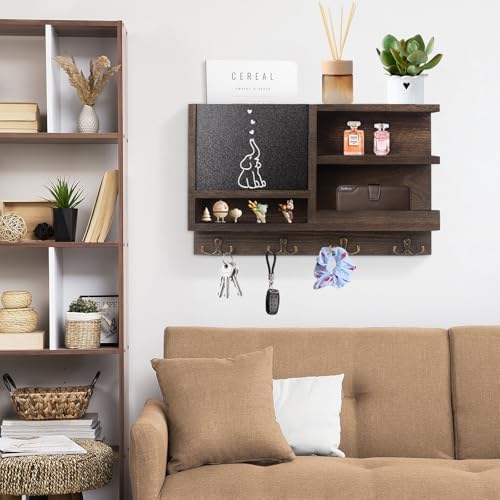 WEWEOW Key Holder for Wall, Mail Organizer Wall Mount with Key Hooks