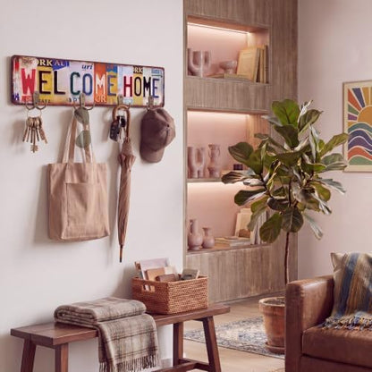 Hicarer Vintage Key Holder Wall Mount Welcome Home Metal Organizer