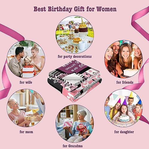 Ivivis Birthday Gifts for Women Girls Throw Blanket 60"X50", Happy