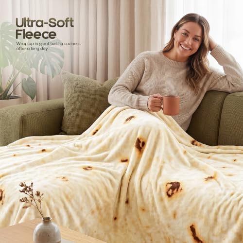 Utopia Bedding Burrito Tortilla Blanket, Funny Food Throw Blanket