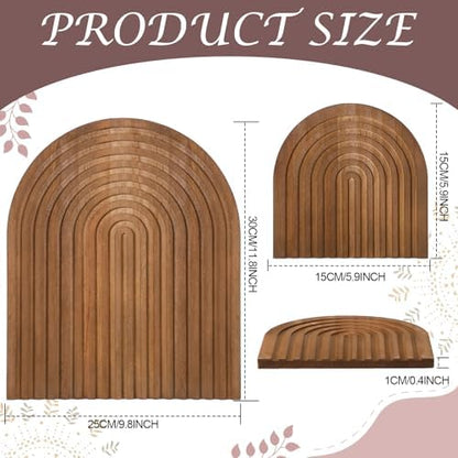Chunful 2pcs Arch Cutting Board Boho Shelf Decor, Brown, Pine