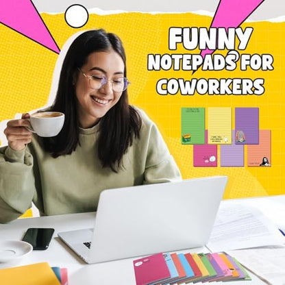 12 Pack Funny Notepads for Work, 5 x 3'', Multicolor