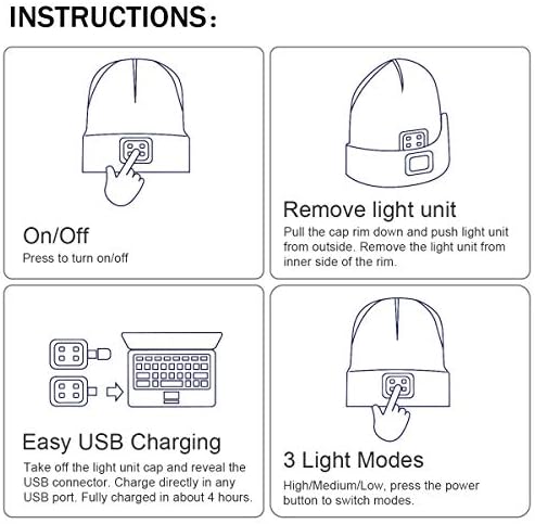 LED Beanie with The Light, Unisex Gifts for Men Dad Husband Him