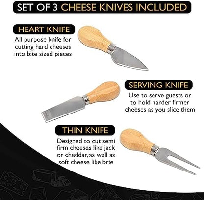 Perlli Bamboo Cheese Board & Knife Set, Large Folding 18 Inch Round