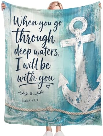 Dynova Christian Anchor Blanket Nautical Scripture Throw Faith Gift