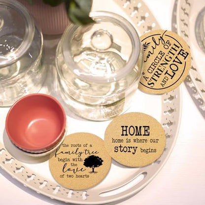 Coasters for Drinks with Holder Set of 6, Family Coasters Home&Love
