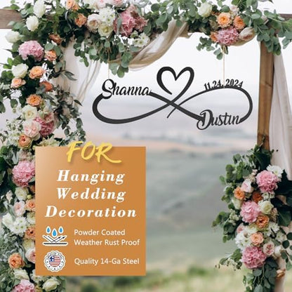 Wedding Gifts for Couples, Personalized Metal Infinity Heart Sign With