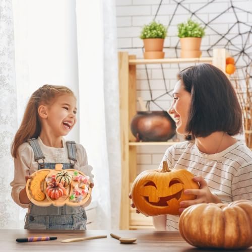 AWIZOM 2 Pcs Halloween Wood Serving Platters Ghost and Sectional