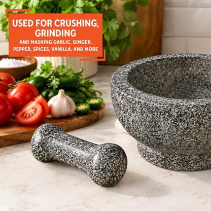 IMUSA 8.5" Traditional Heavy Duty Polished Granite Molcajete for Fresh
