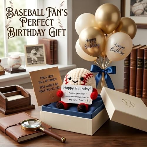 Crochet Baseball Birthday Keepsake Figurine — "Closer to the Hall of