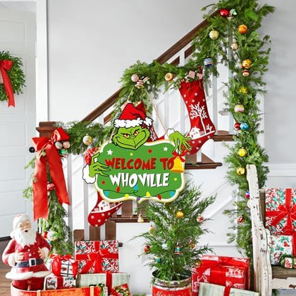 Christmas Decorations Hanging Signs Christmas Door Sign Welcome to