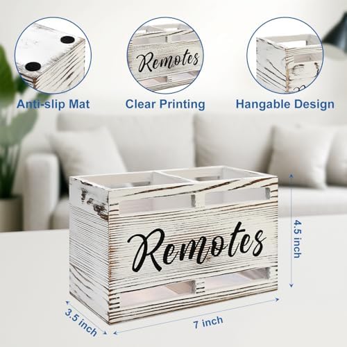 Wooden TV Remote Control Holder Wall Mount Remote Caddy Organizer for