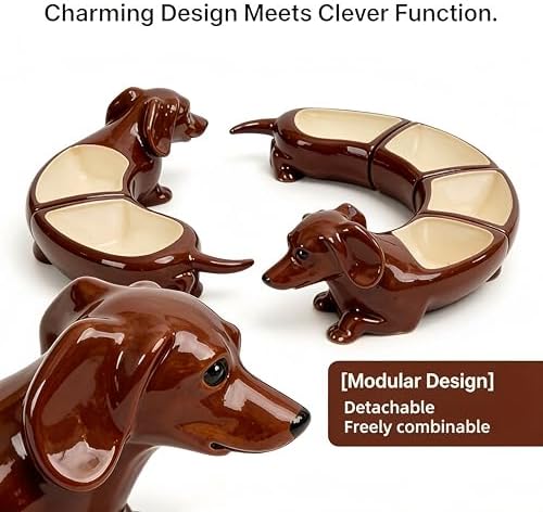 Dachshund Design 5 Section Storage Dish,Divided Serving Tray, for Home