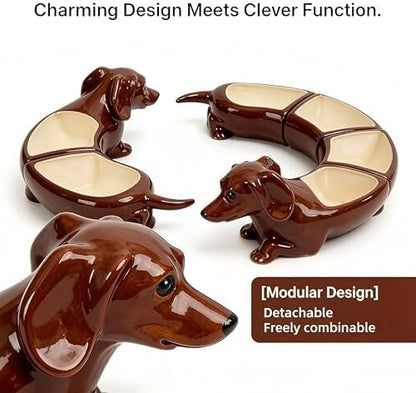 Dachshund Design 5 Section Storage Dish,Divided Serving Tray, for Home