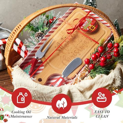 Ziliny 1 Set Christmas Cheese Board and Knife Gift Set, Wooden Small