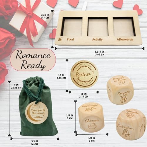 Deluxe Date Night Dice Game – 6 Dice, Decision Coin, Game Board &
