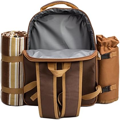 Picnic Backpack, 4-Person with Blanket & Wine, Family & Lovers Gift