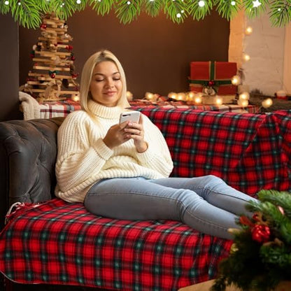 Buryeah 15 Pcs Winter Tartan Plaid Throw Blankets Bulk 60 x 50 Inch