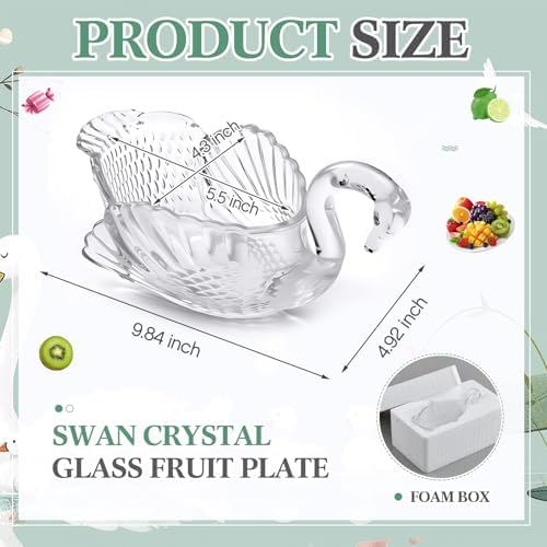Patelai 9.8'' x 5'' Crystal Swan Bowl Decorative Glass Centerpiece