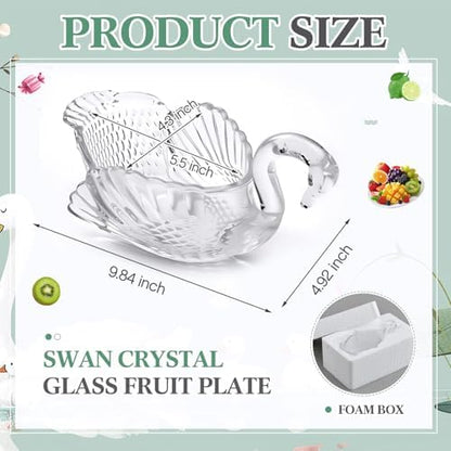 Patelai 9.8'' x 5'' Crystal Swan Bowl Decorative Glass Centerpiece