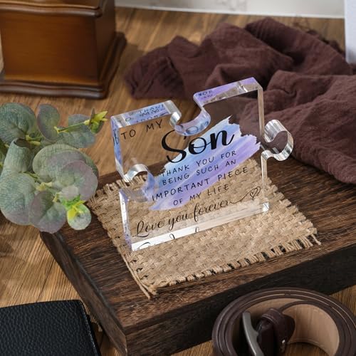 Acrylic Puzzle Plaque - Warm Words for My Son - Mom & Dad's Gift for