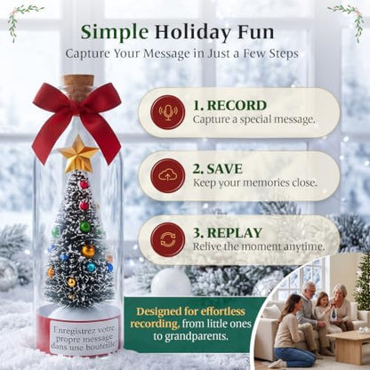 Recordable Christmas Tree in a Bottle, 30-Second Voice Recording and