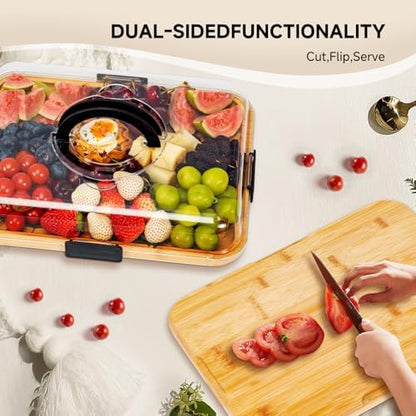 Portable Charcuterie Board with Lid, Cheese, Veggie & Snack Tray