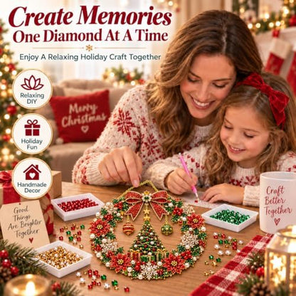 Christmas Pearl Diamond Art Kit for Adults, DIY Suncatcher Ornament