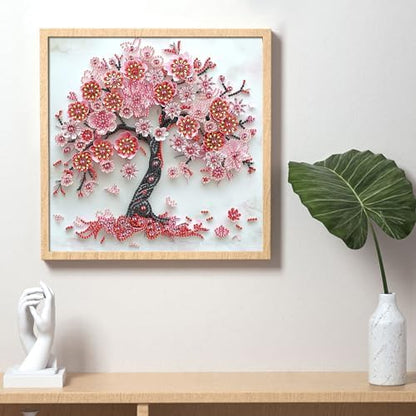 LazyFold Diamond Painting Art Kit, DIY Sakura Tree 5D Special Shape