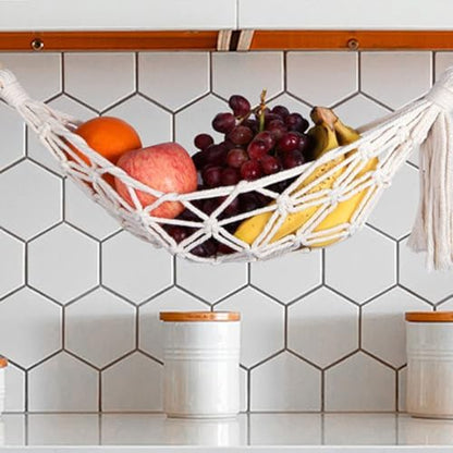 Hanging Fruit Basket Woven Cotton Net Hammock under Cabinet Storage