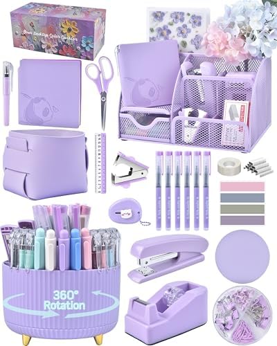 Purple Desk Accessories and Organizers with Desk Organizer and