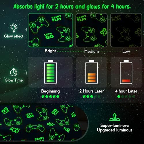 Jekeno Glow in The Dark Gaming Blanket Gamer Game Controller Throw