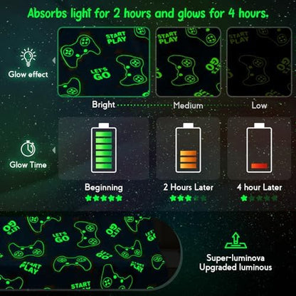 Jekeno Glow in The Dark Gaming Blanket Gamer Game Controller Throw