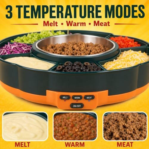 Taco Tuesday Kit - Taco Bar Serving Set for a Party with 33oz Heated