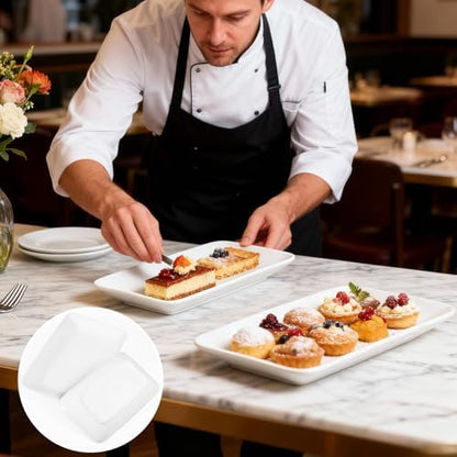 3 Pack Serving Platter Set, Rectangular, White, 8 9.6 13 Inch